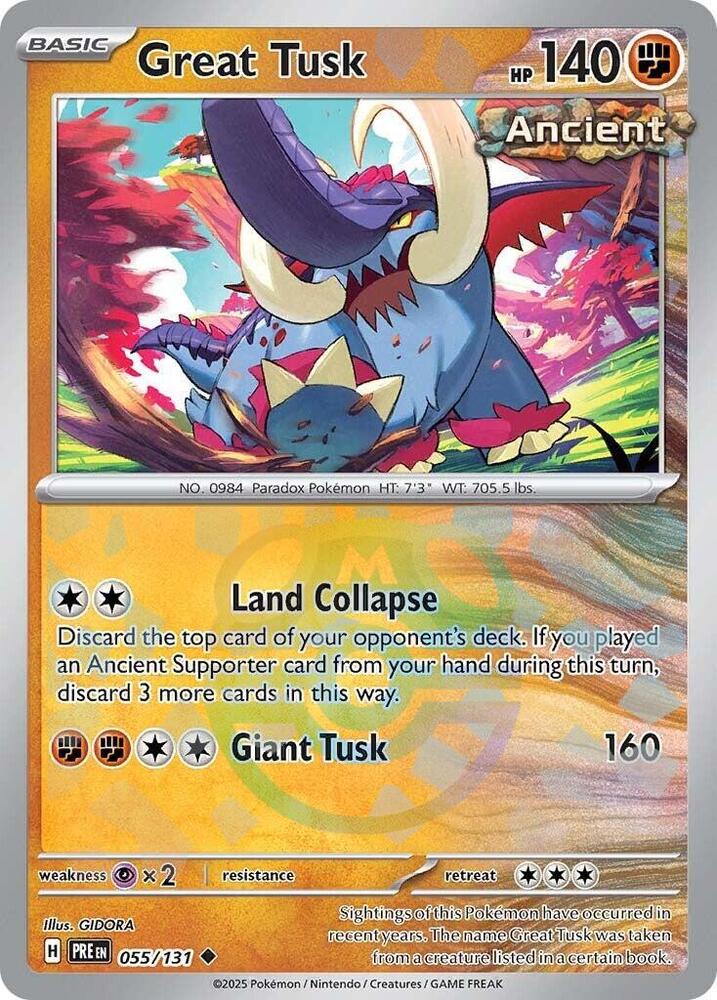 Great Tusk 055/131 (SV: Prismatic Evolutions)  - Master Ball Holofoil