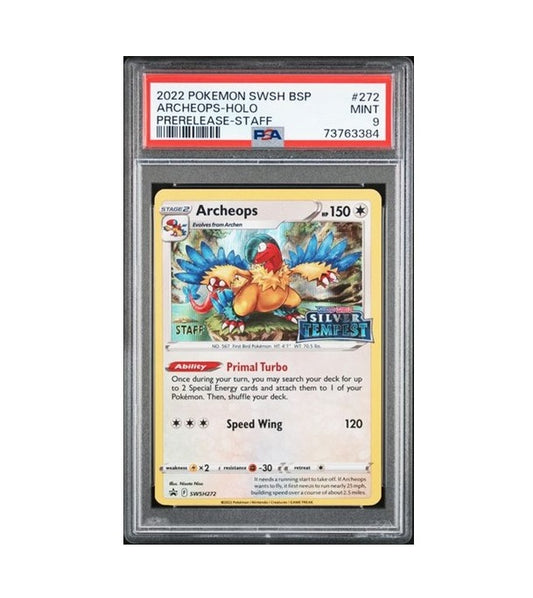 PSA 9 - 2022 POKEMON ARCHEOPS #272 - PRELEASE-STAFF - SWSH BLACK STAR PROMO GRADED CARD