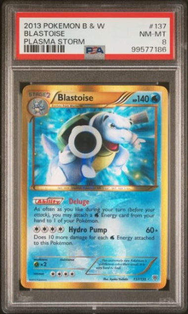 PSA 8- #137 POKEMON BLASTOISE- 2013 BLACK & WHITE- PLASMA STORM