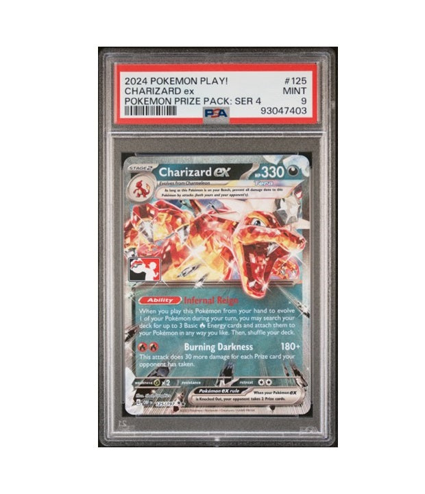 PSA 9 - CHARIZARD EX #125 PRIZE PACK SERIES 4 - 2024 POKEMON PLAY GRADED CARD