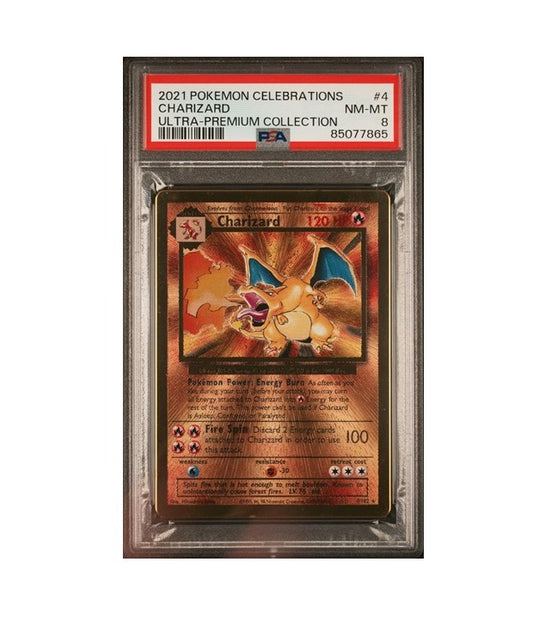 PSA 8 - 2021 POKEMON CELEBRATIONS METAL CHARIZARD #4 ULTRA PREMIUM COLLECTION GRADED CARD