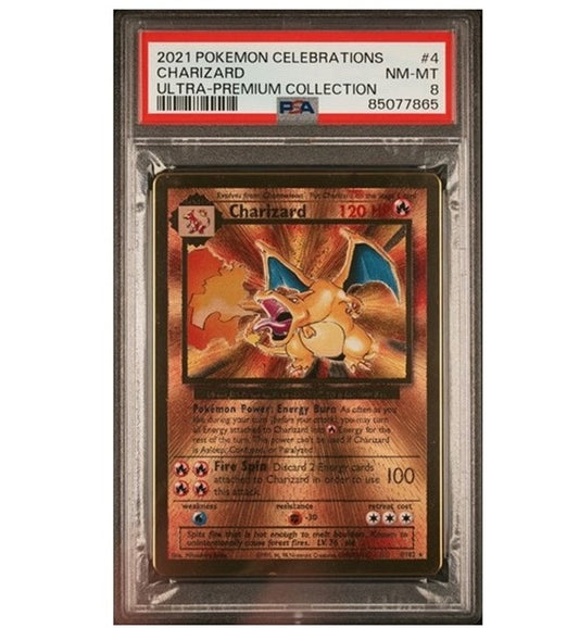 PSA 8 - 2021 POKEMON CELEBRATIONS METAL CHARIZARD #4 ULTRA PREMIUM COLLECTION GRADED CARD