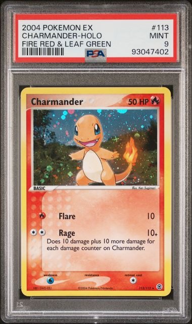 PSA 9 - CHARMANDER #113 HOLO - 2004 POKEMON EX FIRE RED & LEAF GREEN GRADED CARD