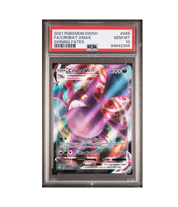 PSA 10 CROBAT VMAX #045/072 FULL ART 2012 SWSH SHINING FATES POKEMON TCG GRADED CARD