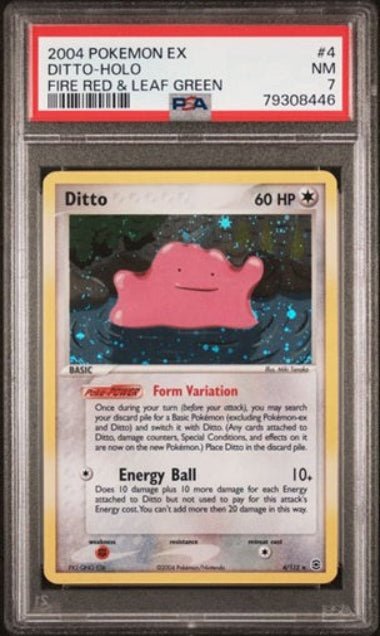 PSA 7 - #4 POKEMON DITTO  - 2004 POKEMON FIRE RED & LEAF GREEN - HOLO