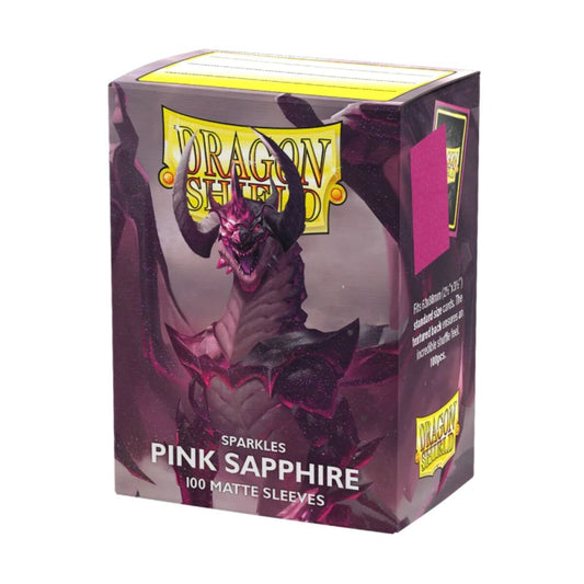 DRAGON SHELD: BOXED 100 CARD GAMING SLEEVES - MATTE SPARKLES: PINK SAPPHIRE