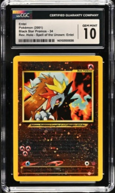 CGC 10- POKEMON ENTEI- 2001- REVERSE HOLO- BLACK STAR PROMO
