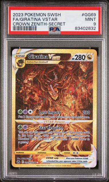 PSA 9 - GIRATINA VSTAR #GG69 FULL ART - 2023 SWORD & SHIELD CROWN ZENITH SECRET POKEMON GRADED CARD