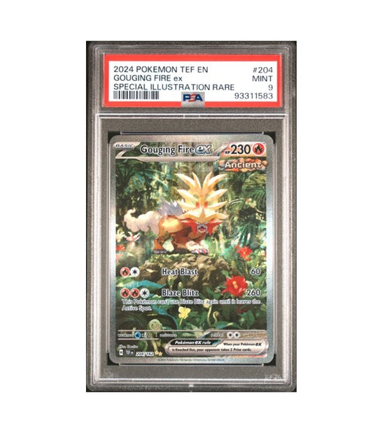 PSA 9 - GOUGING FIRE EX #204 - 2024 POKEMON SPECIAL ILLUSTRATION RARE TEMPORAL FORCES GRADED CARD