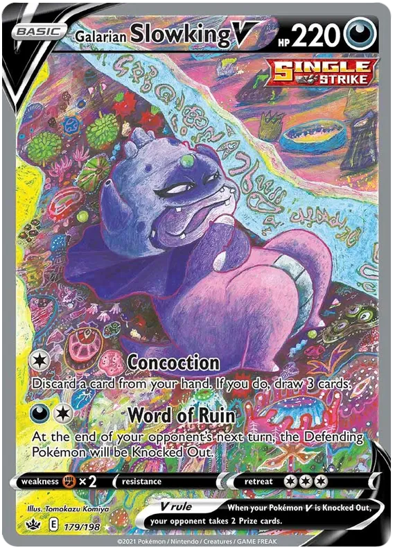 Galarian SLOWKING V #179 - SPECIAL ILLUSTRATION FULL ART RARE POKEMON CARD - SWORD & SHIELD - CHILLING REIGN