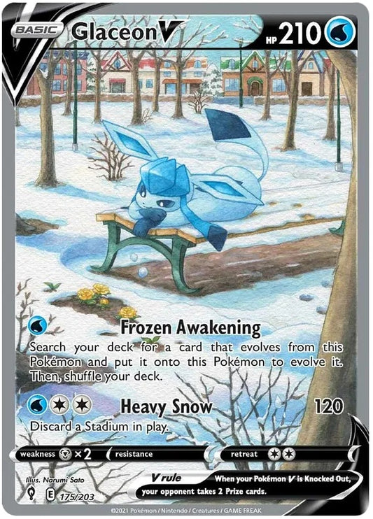 Glaceon V # 175/203 Ultra Rare Pokémon Card 2021 EVOLVING SKIES