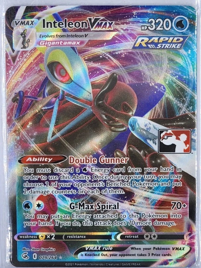 INTELEON VMAX #079 - PLAY POKEMON PRIZE TOURNAMENT PACK - SPECIAL ILLUSTRATION FULL ART RARE POKEMON CARD - SWORD & SHIELD FUSION STRIKE