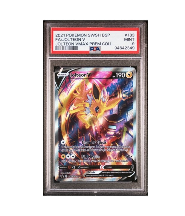 PSA 9 - JOLTEON V #183 FULL ART - 2021 POKEMON SWSH BLACK STAR PROMO GRADED CARD