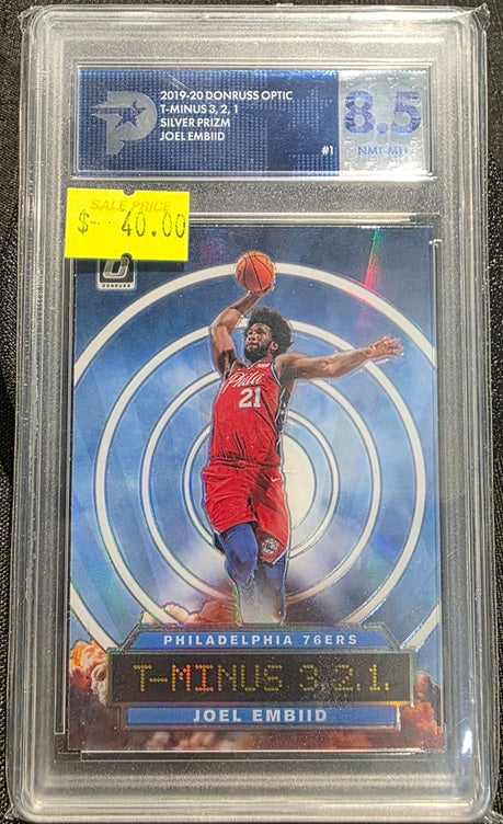 PSG 8.5 - Joel Embid #1 - 2019-20 Donrus Optic T-Minus 3,2,1 Silver Prizm Graded Sports Card