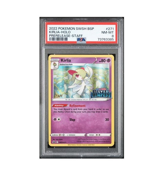 PSA 8 - 2022 POKEMON KIRLIA #271 - PRELEASE-STAFF - SWSH BLACK STAR PROMO