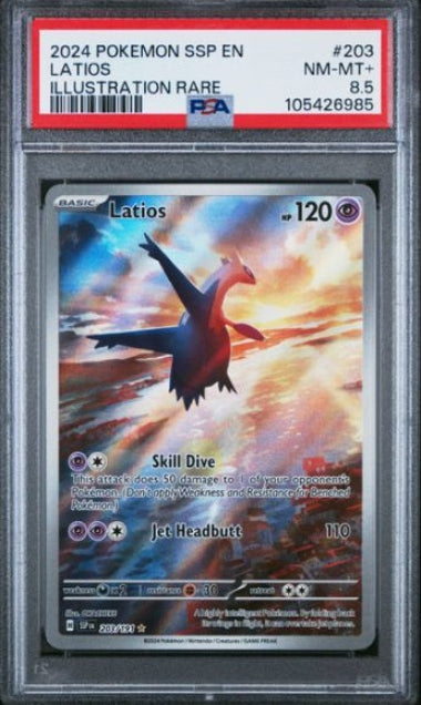 PSA 8.5- #203 POKEMON LATIOS- 2024 SURGING SPARKS ILLUSTRATION RARE