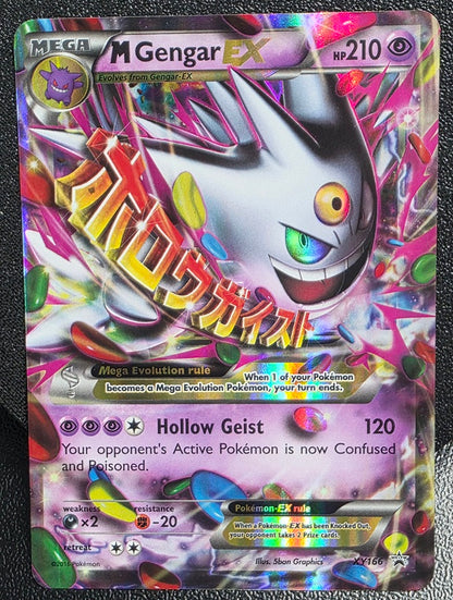 MEGA GENGAR EX #166 POKEMON XY BLACK STAR PROMO CARD - MODERATELY PLAYED CONDITION