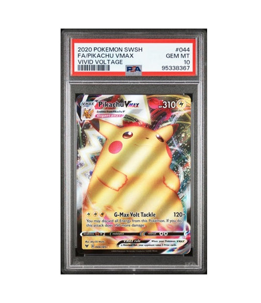 PSA 10 - PIKACHU VMAX #044 FULL ART - 202 POKEMON SWSH VIVID VOLTAGE GRADED CARD