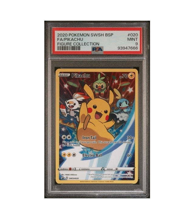 PSA 9 - PIKACHU #020 FULL ART - 2020 SWSH BLACK STAR PROMO FIGURE COLLECTION GRADED CARD