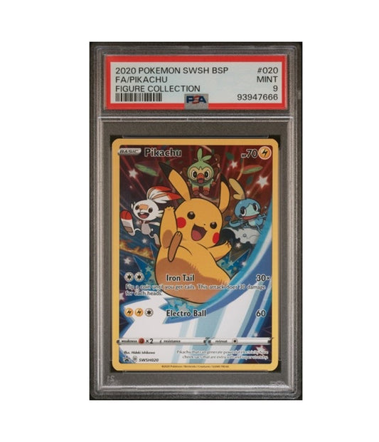 PSA 9 - PIKACHU #020 FULL ART - 2020 SWSH BLACK STAR PROMO FIGURE COLLECTION GRADED CARD