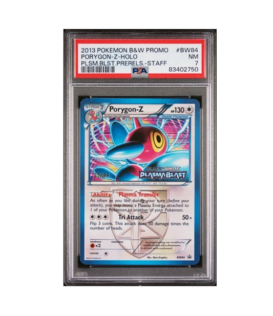 PSA 7 - PORYGON-Z #BW84 HOLO PRERELEASE STAFF - 2013 POKEMON B&W PROMO PLASMA BLAST GRADED CARD