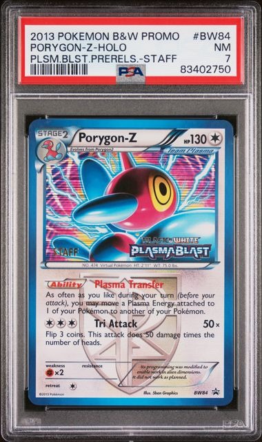 PSA 7 - PORYGON-Z #BW84 HOLO PRERELEASE STAFF - 2013 POKEMON B&W PROMO PLASMA BLAST GRADED CARD