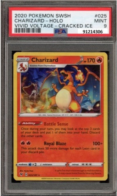 PSA 9- CHARIZARD- 2020 SWORD & SHIELD VIVID VOLTAGE-CRACKED ICE