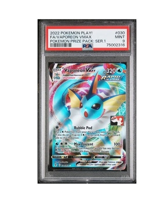 PSA 9 - 2022 POKEMON PLAY! FA/VAPOREON VMAX #030 - POKEMON PRIZE PACK SERIES 1