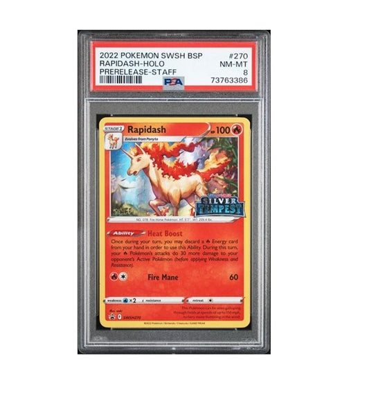 PSA 8 - 2022 POKEMON RAPIDASH #270 - PRELEASE-STAFF - SWSH BLACK STAR PROMO