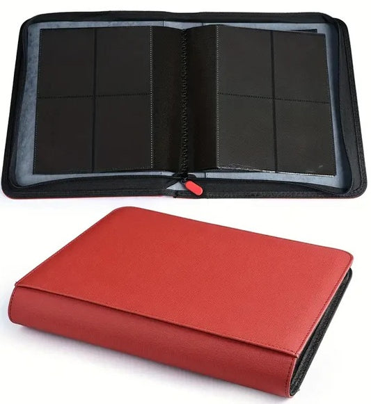 Top Loader Zip Folder 4 pocket 112 slot Red Binder - 35 Pt