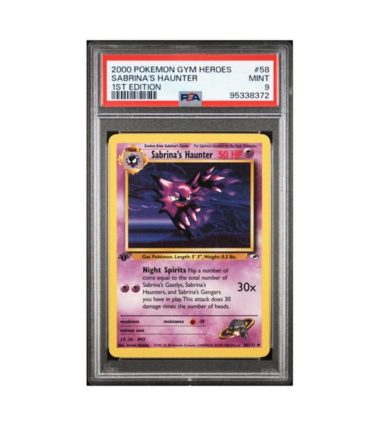 PSA 9 - 1ST EDITION SABRINA'S HAUNTER #58/132 - 2000 POKEMON GYM HEROES GRADED CARD