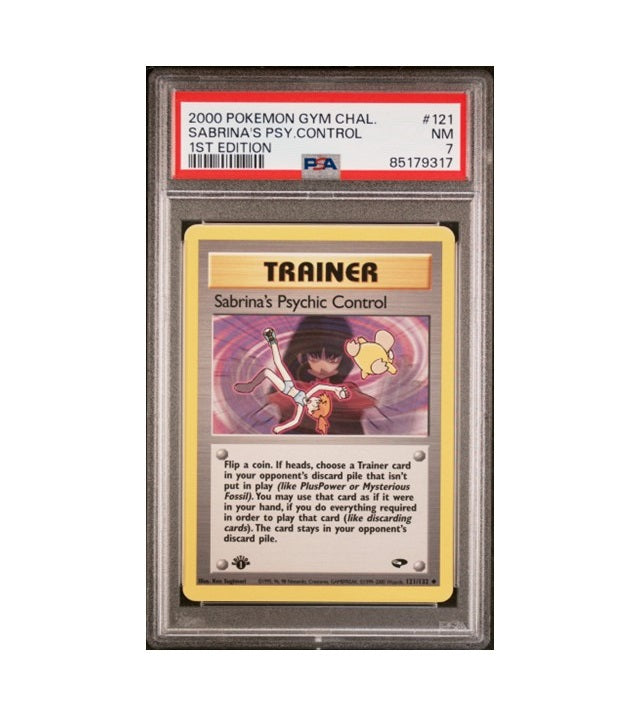 PSA 7 SABRINA'S PSYCHIC CONTROL #121 1ST EDITION GYM CHALLENGE 2000 POKEMON TCG GRADED CARD