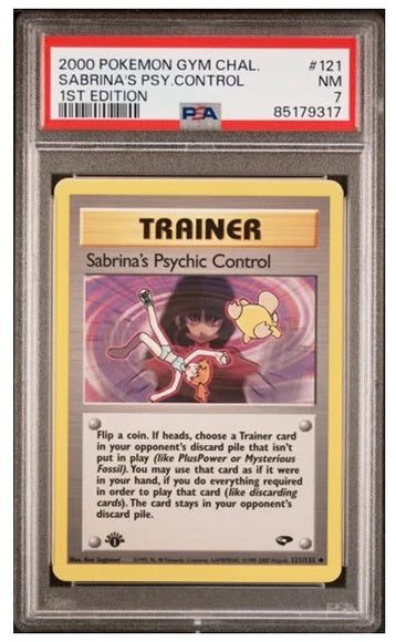 PSA 7 - SABRINA'S PSYCHIC CONTROL #121 1ST EDITION GYM CHALLENGE 2000 POKEMON TCG GRADED CARD