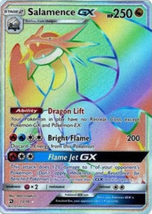 SALAMENCE GX #73 POKEMON CARD - 2018 SUN & MOON - DRAGON MAJESTY - SECRET RARE