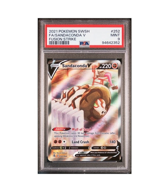 PSA 9 - SANDACONDA V #252/264 FULL ART 2021 POKEMON SWSH FUSION STRIKE GRADED CARD