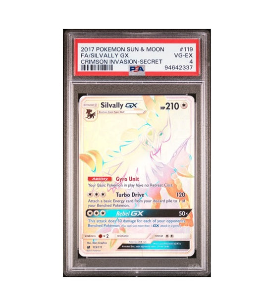 PSA 4 - SILVALLY GX #119/111 FULL ART SECRET RARE 2017 POKEMON SUN & MOON CRIMSON INVASION GRADED TCG CARD