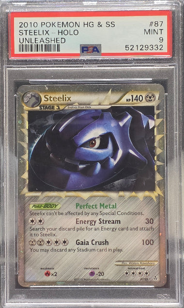 PSA 9 - #87 POKEMON STEELIX - 2010 HEART GOLD SOUL SILVER - HOLO