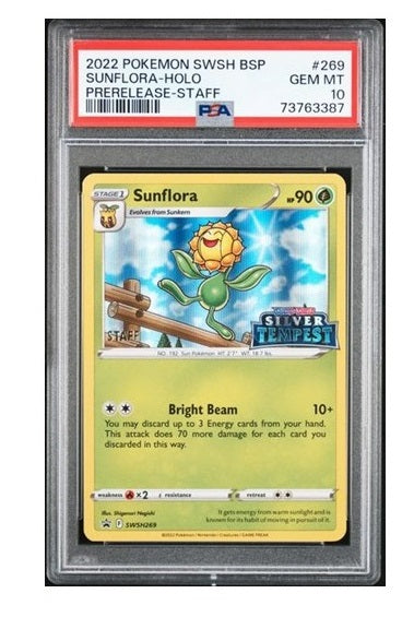 PSA 10 - 2022 POKEMON SUNFLORA #269 - PRELEASE - STAFF - SWSH BLACK STAR PROMO