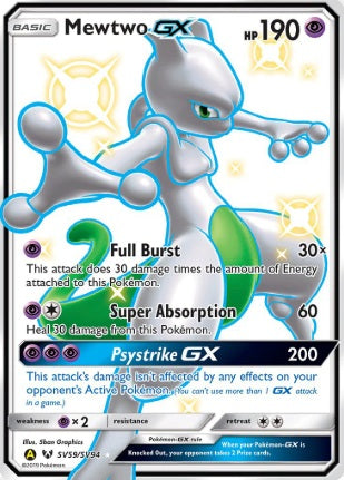 MEWTWO GX #SV59 Pokémon 2019 SUN & MOON SHINY VAULT - HIDDEN FATES - ULTRA RARE