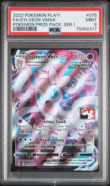 PSA 9 - 2022 POKEMON PLAY! FA/SYLVEON VMAX #075 - POKEMON PRIZE PACK SERIES 1. GRADED CARD