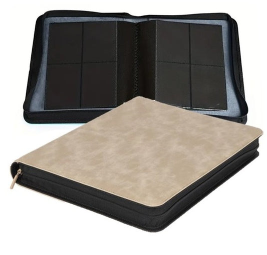 Top Loader Zip Folder 4 pocket 112 slot Denim Sand Binder - 35 Pt