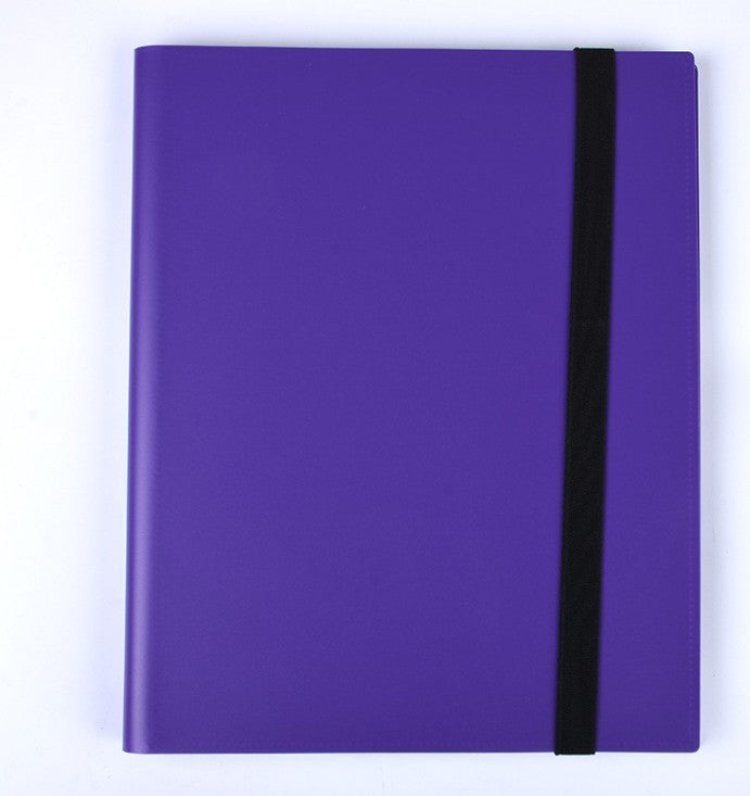 9Pkt Premium Binder - Purple - 360 pocket- Side-loading Pockets - Elasticized Closure Band