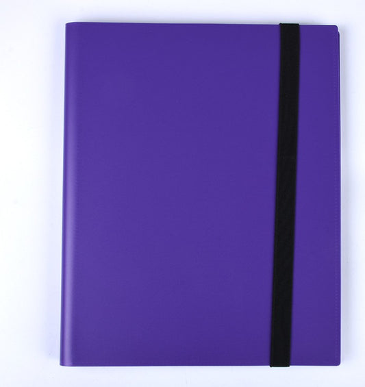 9Pkt Premium Binder - Purple - 360 pocket- Side-loading Pockets - Elasticized Closure Band