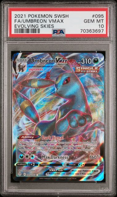 PSA 10 - UMBREON VMAX #095 - 2021 POKEMON SWORD & SHIELD EVOLVING SKIES FULL ART GRADED CARD