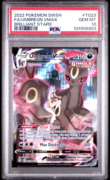 PSA 10 - UMBREON VMAX #TG23 - 2022 POKEMON SWORD & SHIELD BRILLIANT STARS FULL ART GRADED CARD