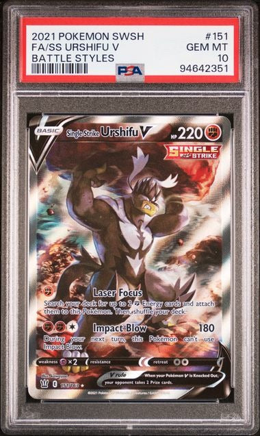 PSA 10 - URSHIFU V #151/163 FULL ART - 2021 POKEMON SWSH BATTLE STYLES GRADED CARD