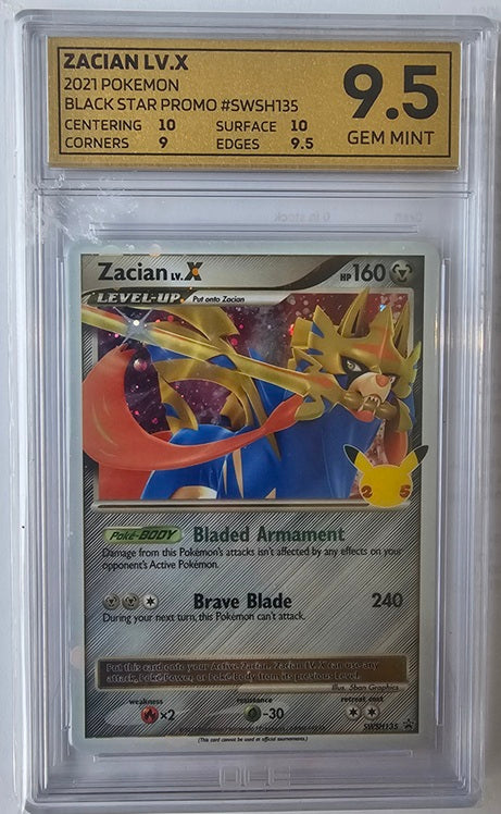 OCE 9.5 - ZACIAN LV. X #SWSH135 - 2021 POKEMON SWORD & SHIELD - BLACK STAR PROMO GRADED CARD