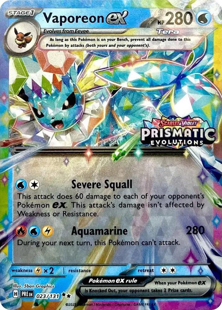 Vaporeon ex Prismatic Evolutions Stamp 023/131 (Miscellaneous Cards & Products)  - Holofoil