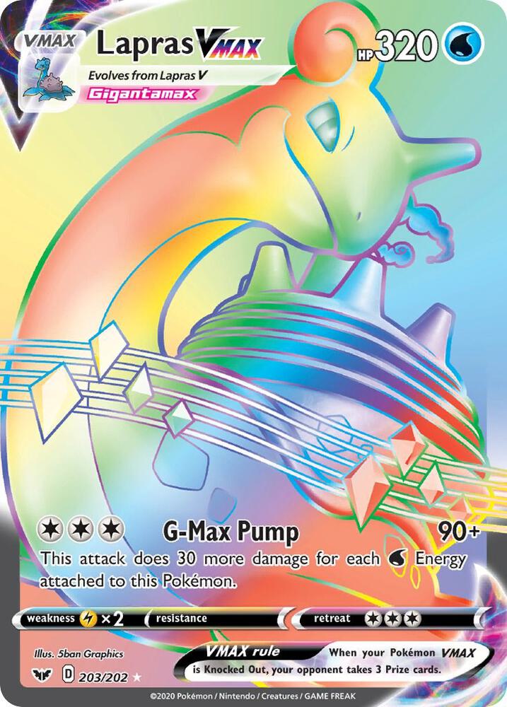 Lapras VMAX Secret 203/202 (SWSH01: Sword & Shield Base Set)  - Holofoil