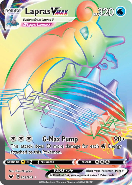 Lapras VMAX Secret 203/202 (SWSH01: Sword & Shield Base Set)  - Holofoil